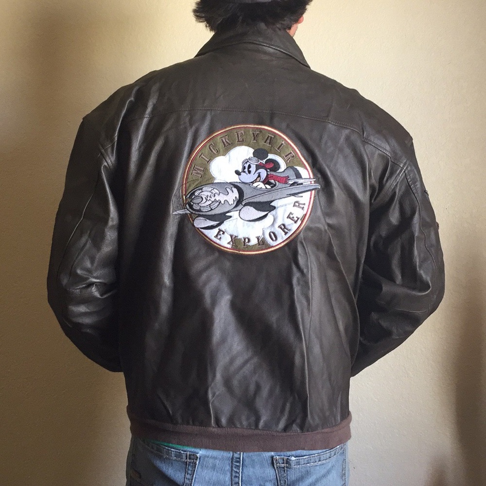 Vintage Mickey Mouse Air Explorer leather bomber.